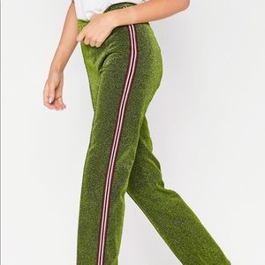 green glitter stripe pants
